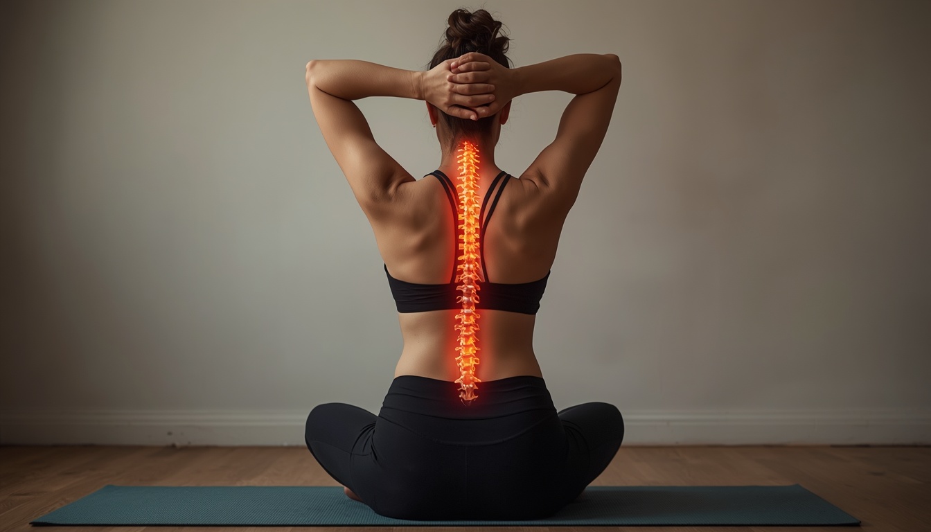 Person performing gentle morning spine posture exercise
